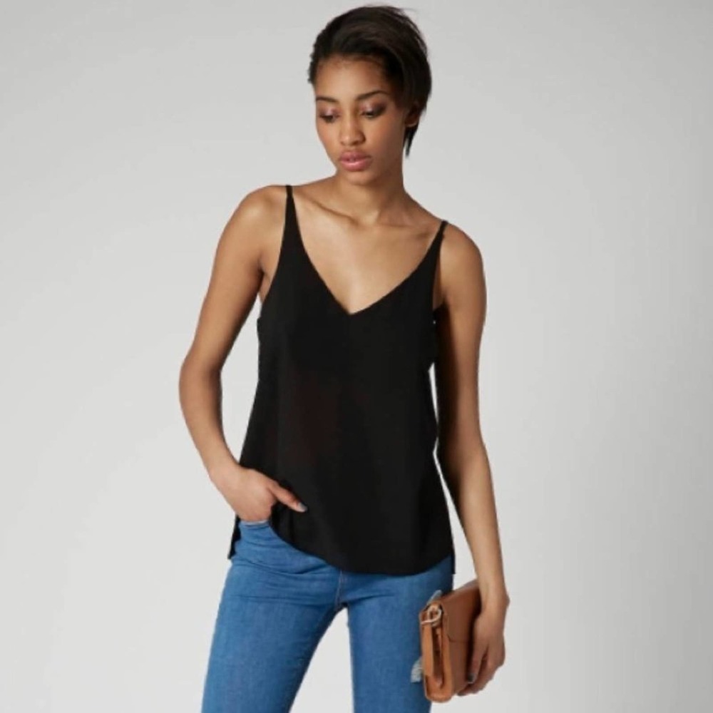 Topshop sz 4 Black Cami Tank Top V neck